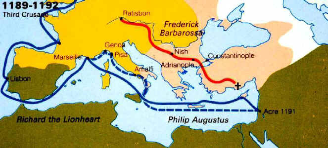 Route of the Third Crusade - Click to see a larger image.