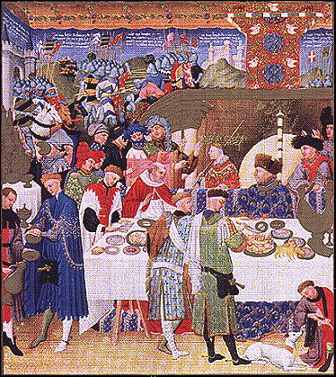 The Duc de Berry at feast (an Illumination from Les Tres Riche Heures)