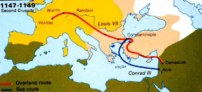 Route of the Second Crusade - Click to see a larger image.
