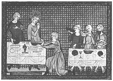 13th century - St. Louis feeding the poor (from La Vie de St. Louis le confesseur de la reine Marguerite)